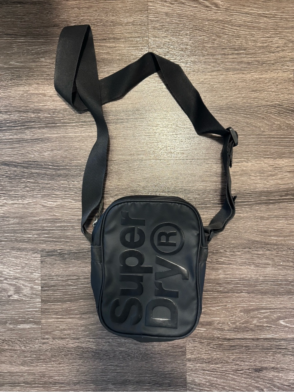 Superdry Black Men’s Shoulder Bag with Embossed Logo